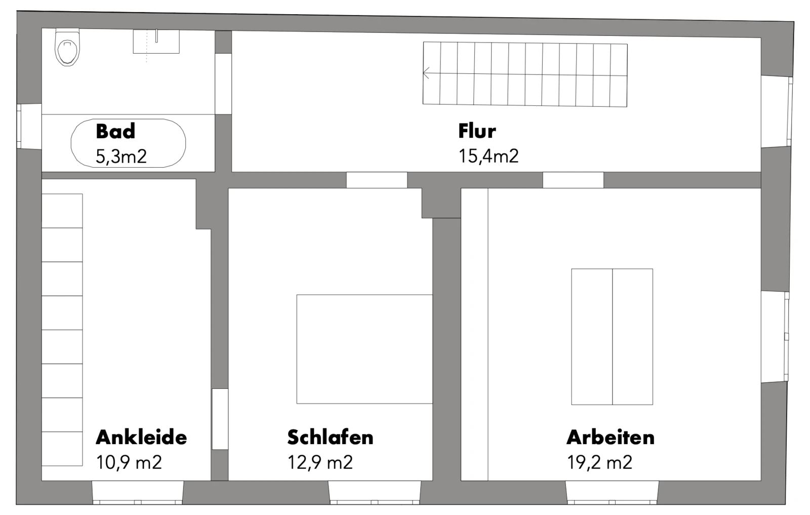 Grundriss Obergeschoss vorher